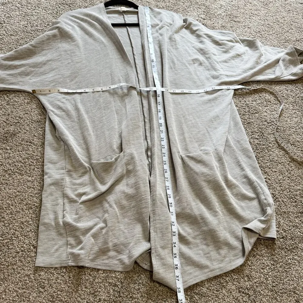 DONNI Anthropologie Open Oversized Ribbed Cardigan Sandwash Gray O/S Plus